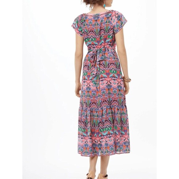 Anthropologie Vanessa Virginia Mural Maxi Dress Size 8 Beaded Boho Artsy - Picture 3 of 11